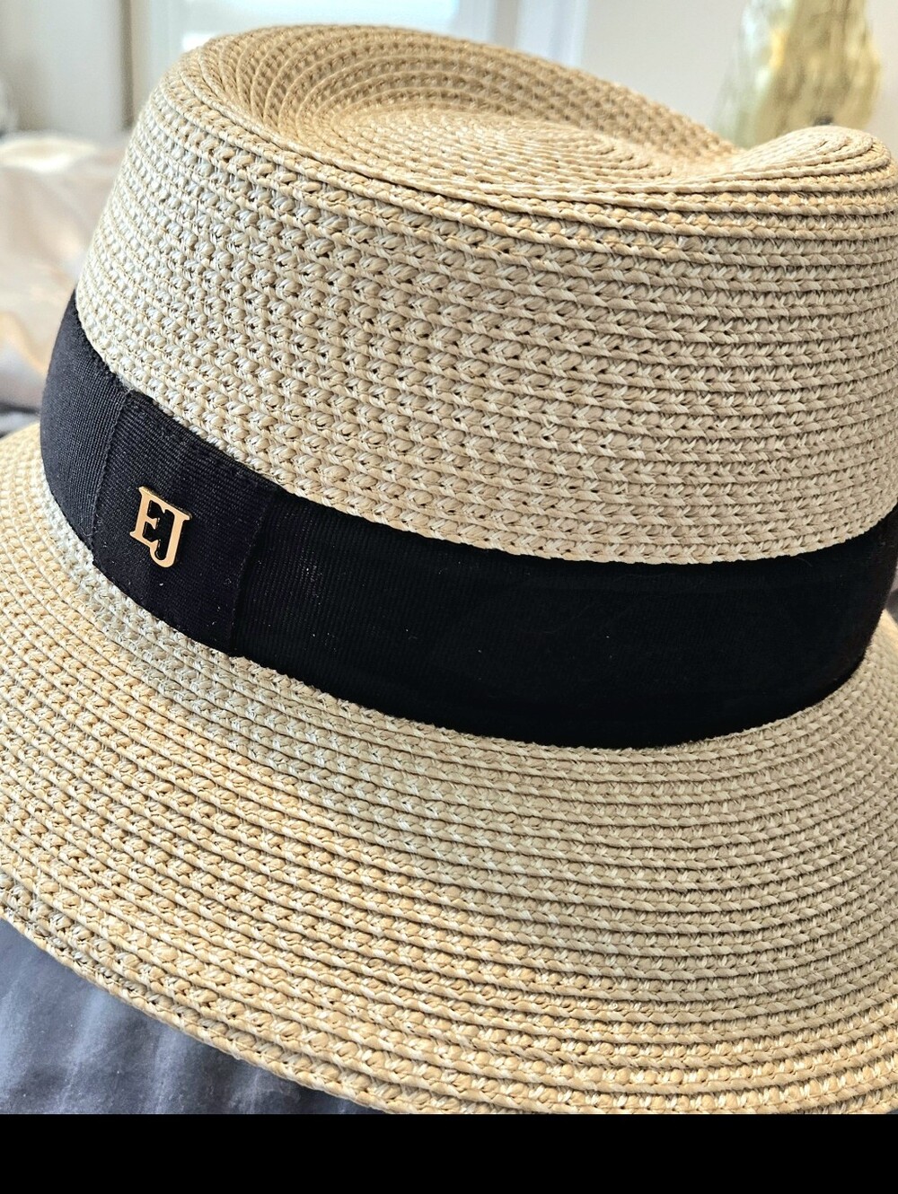 Eric Javits Cream Straw Trilby with Black Band Never Worn - Picture 2 of 7
